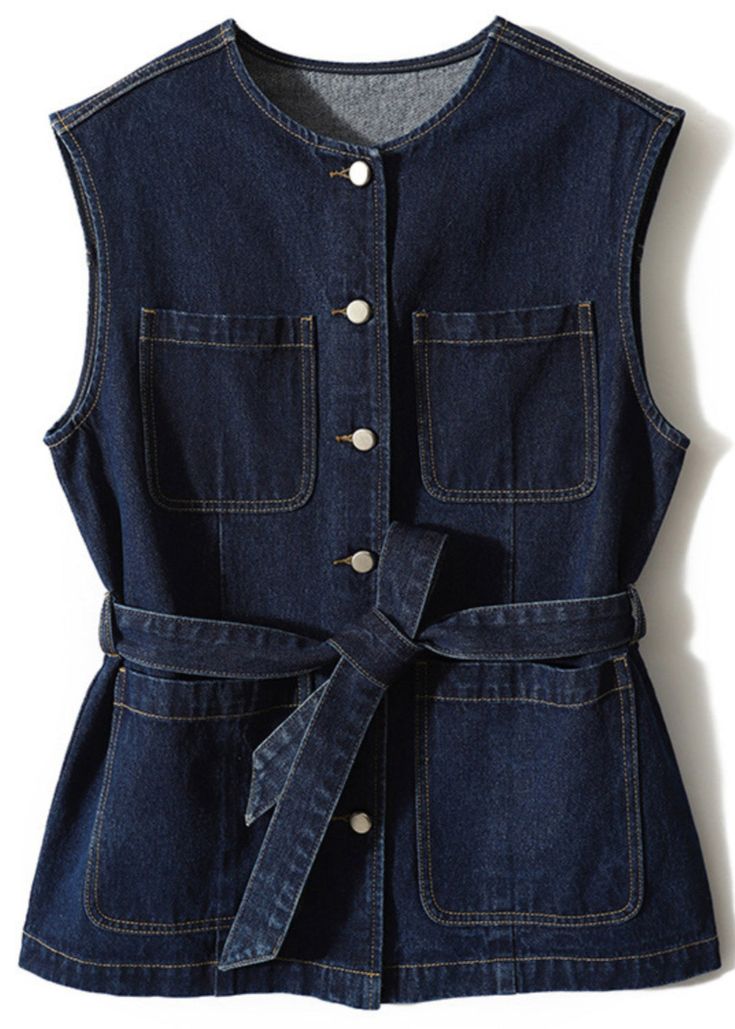 Belted Utility Denim Vest