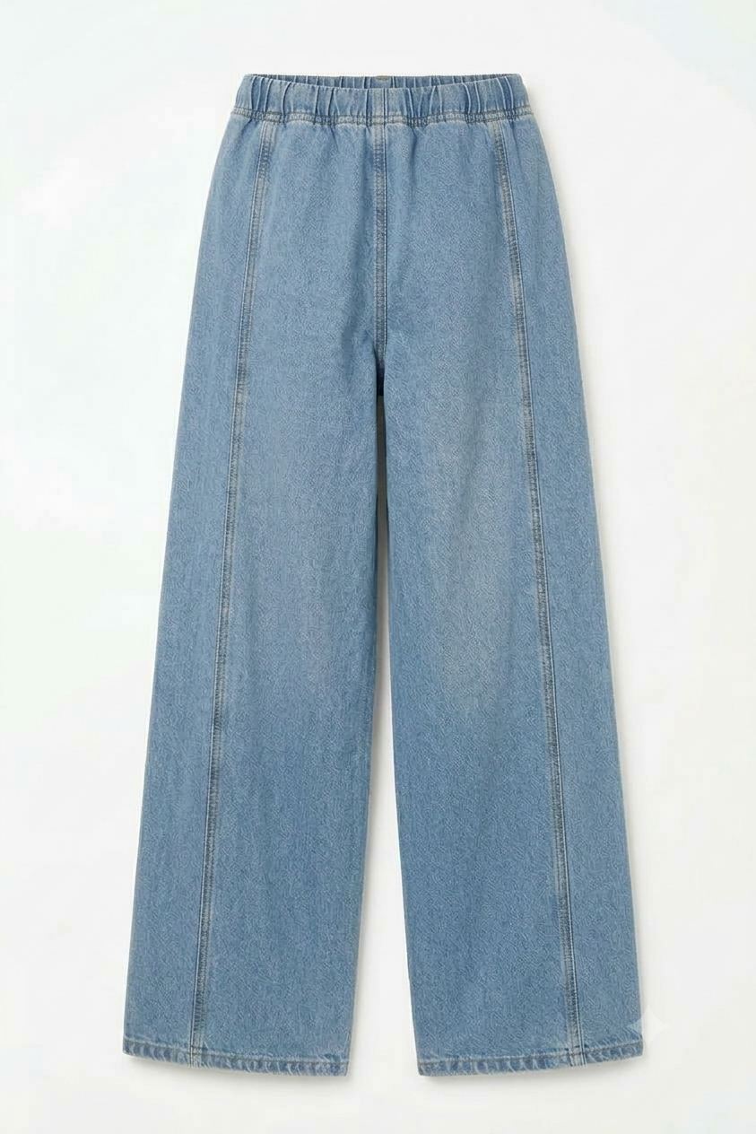 Drawstring Wide-Leg Denim Joggers