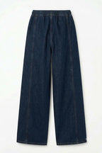 Drawstring Wide-Leg Denim Joggers