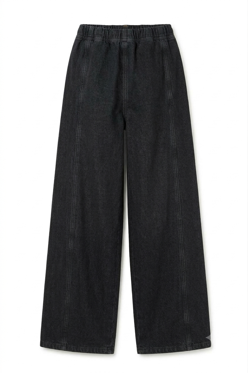 Drawstring Wide-Leg Denim Joggers