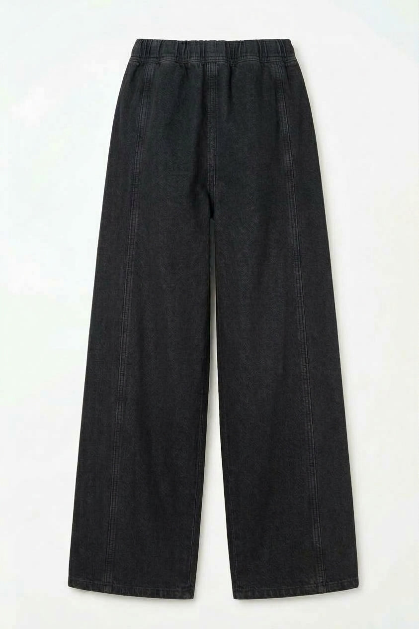 Drawstring Wide-Leg Denim Joggers