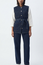 Belted Utility Denim Vest