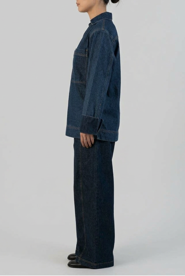 V-Neck Pullover Denim Shirt