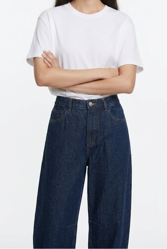 High-Waisted Barrel Leg Jeans