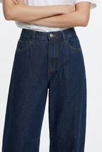 Drawstring Wide-Leg Denim Joggers