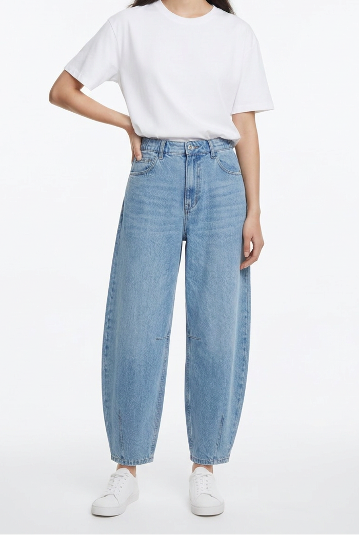 High-Waisted Barrel Leg Jeans