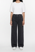 Drawstring Wide-Leg Denim Joggers