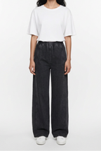 Drawstring Wide-Leg Denim Joggers