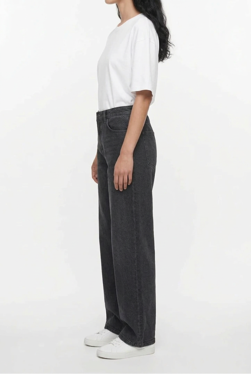 Drawstring Wide-Leg Denim Joggers
