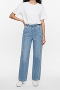 Drawstring Wide-Leg Denim Joggers