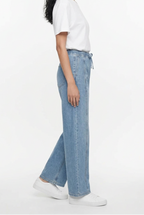 Drawstring Wide-Leg Denim Joggers